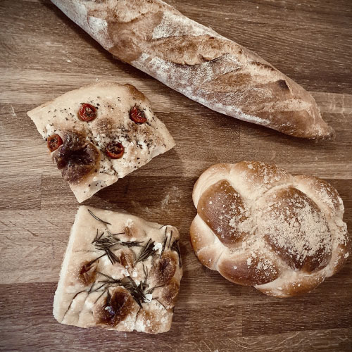 Challah, Tomatoes Sourdough Focaccia, Rosemary Sourdough Focaccia made by Sweet & Sour Bakehouse